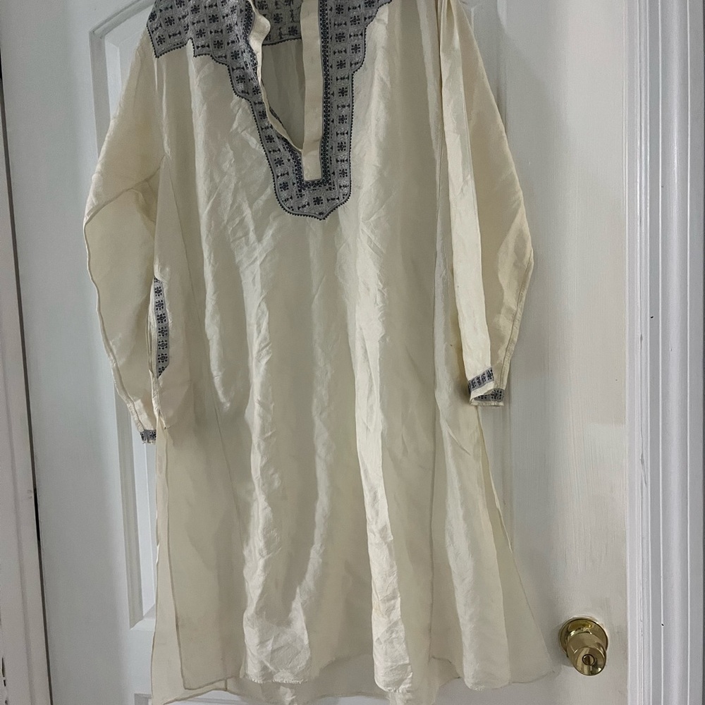 Man’s panjabi Cream Tunic with Black Embroidery